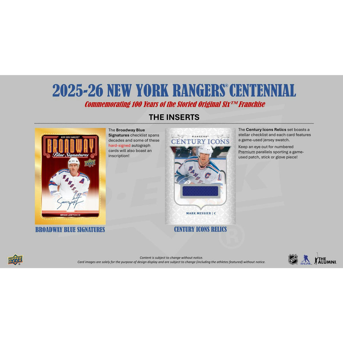 2025/26 Upper Deck New York Rangers Centennial Hockey Hobby Box