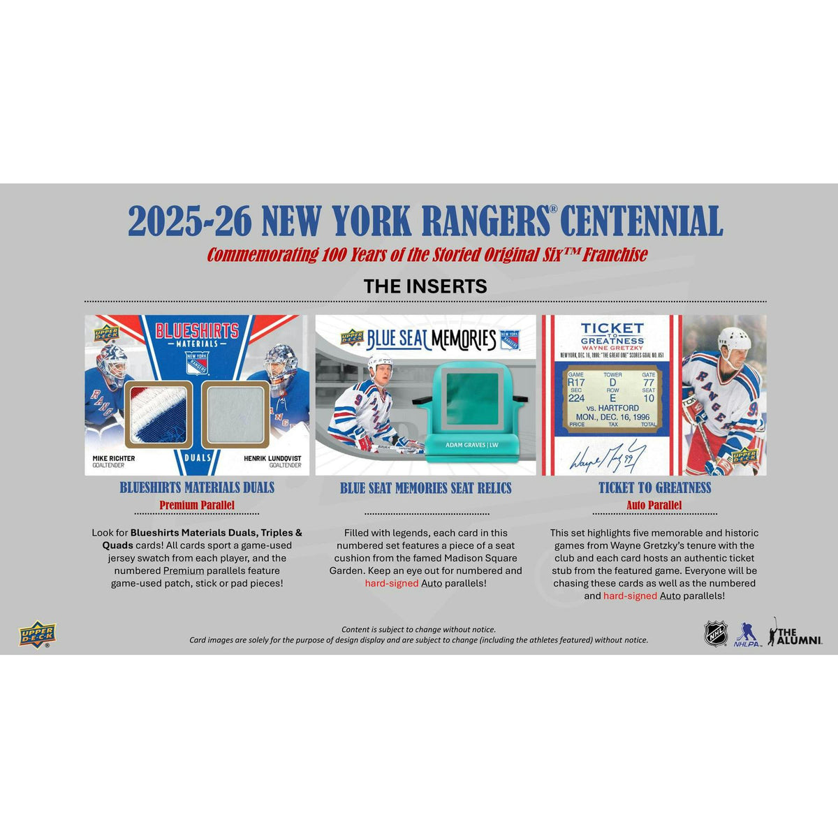 2025/26 Upper Deck New York Rangers Centennial Hockey Hobby 16-Box Case