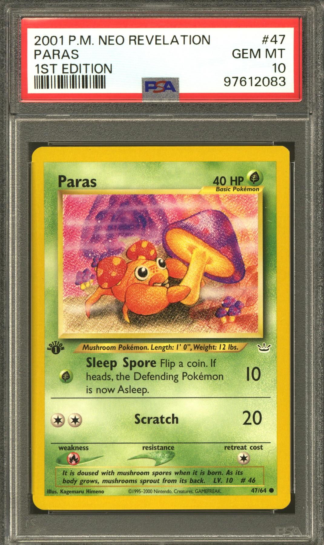 Pokemon Neo Revelation 1st Edition Paras 47/64 PSA 10 GEM MINT