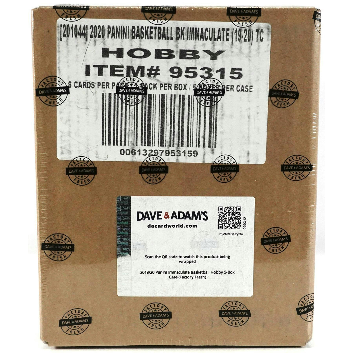 2019/20 Panini Immaculate Basketball Hobby 5-Box Case (Factory Fresh)