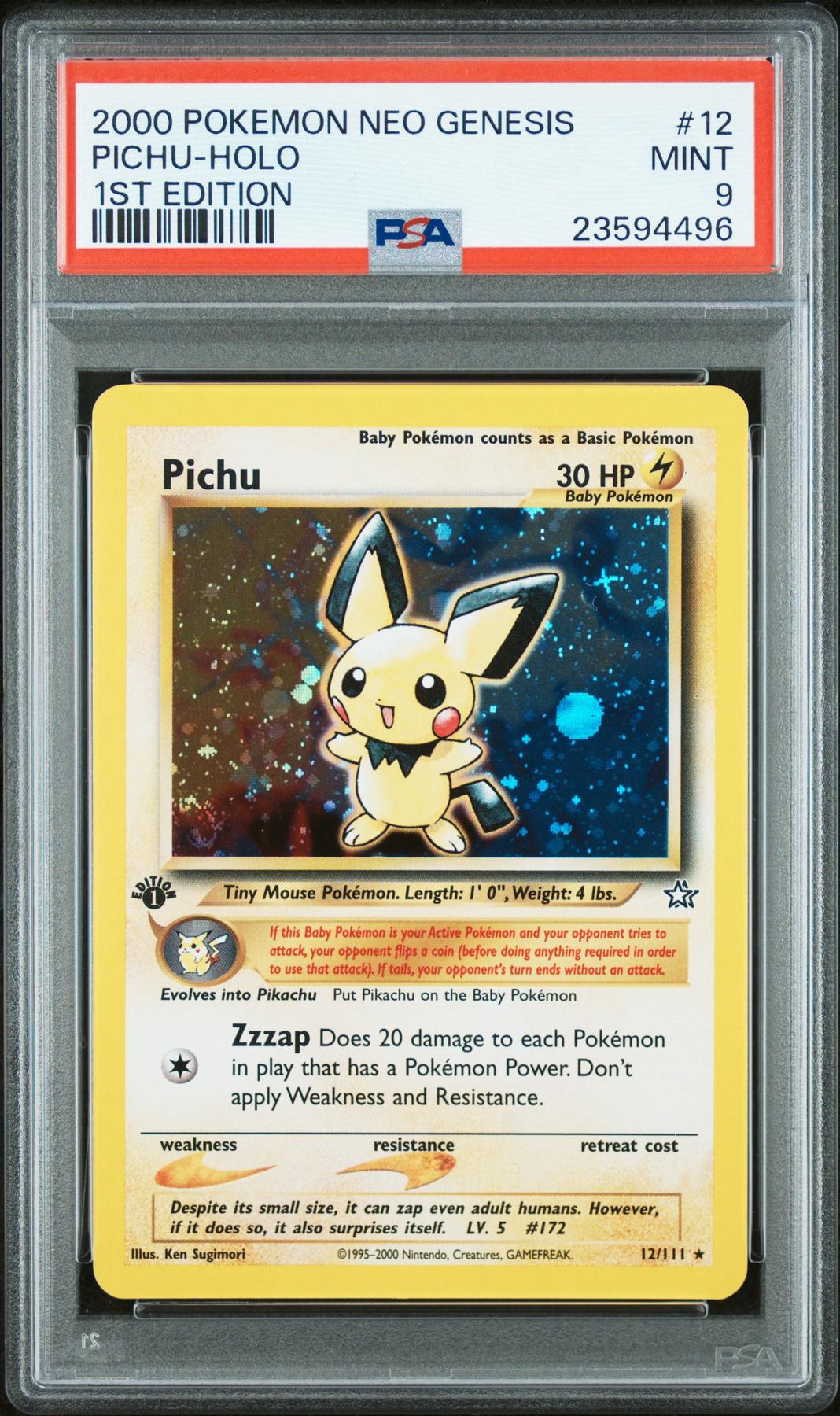 Pokemon Neo Genesis 1st Edition Pichu 12/111 PSA 9