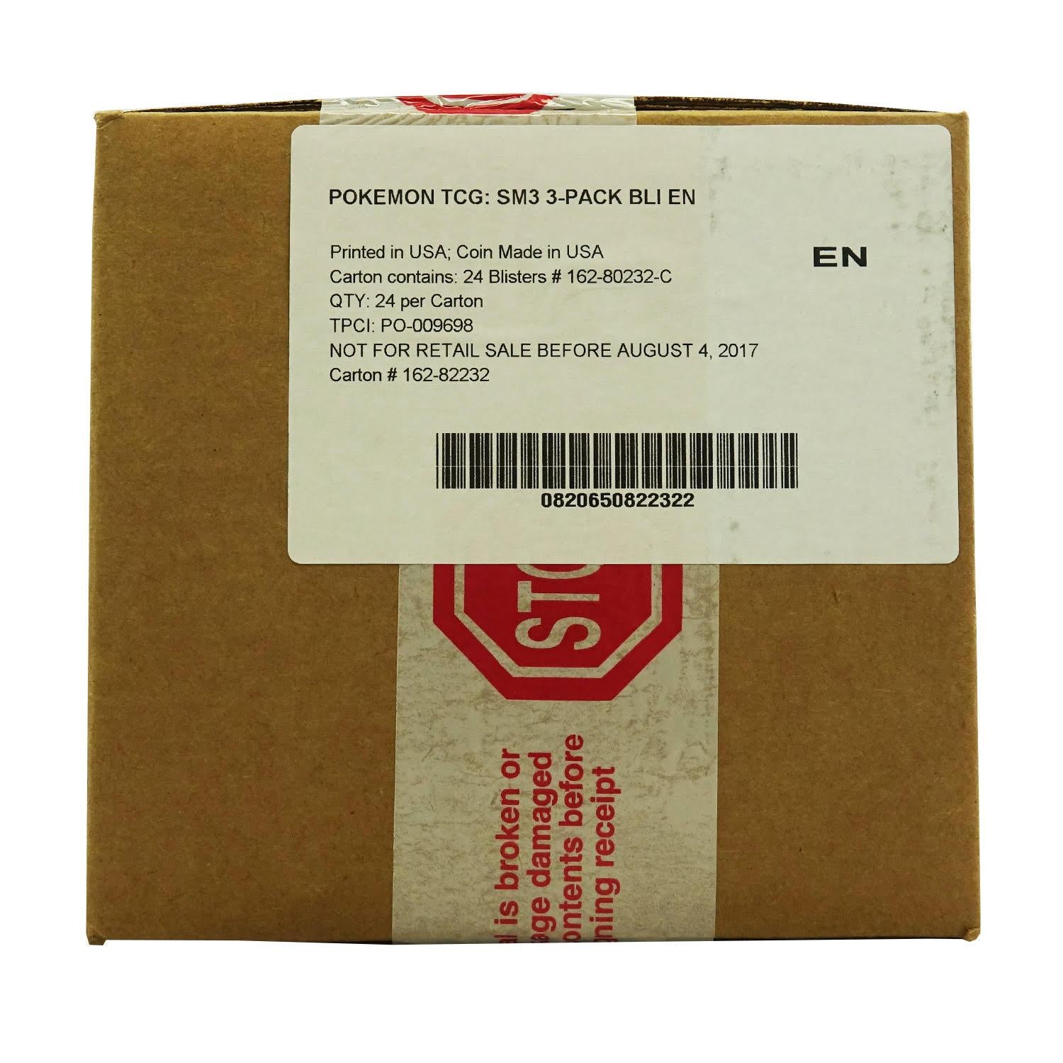 Pokemon Sun & Moon: Burning Shadows 3 Booster Pack Blister Case (24 Packs = Same as 2 Booster Boxes!)