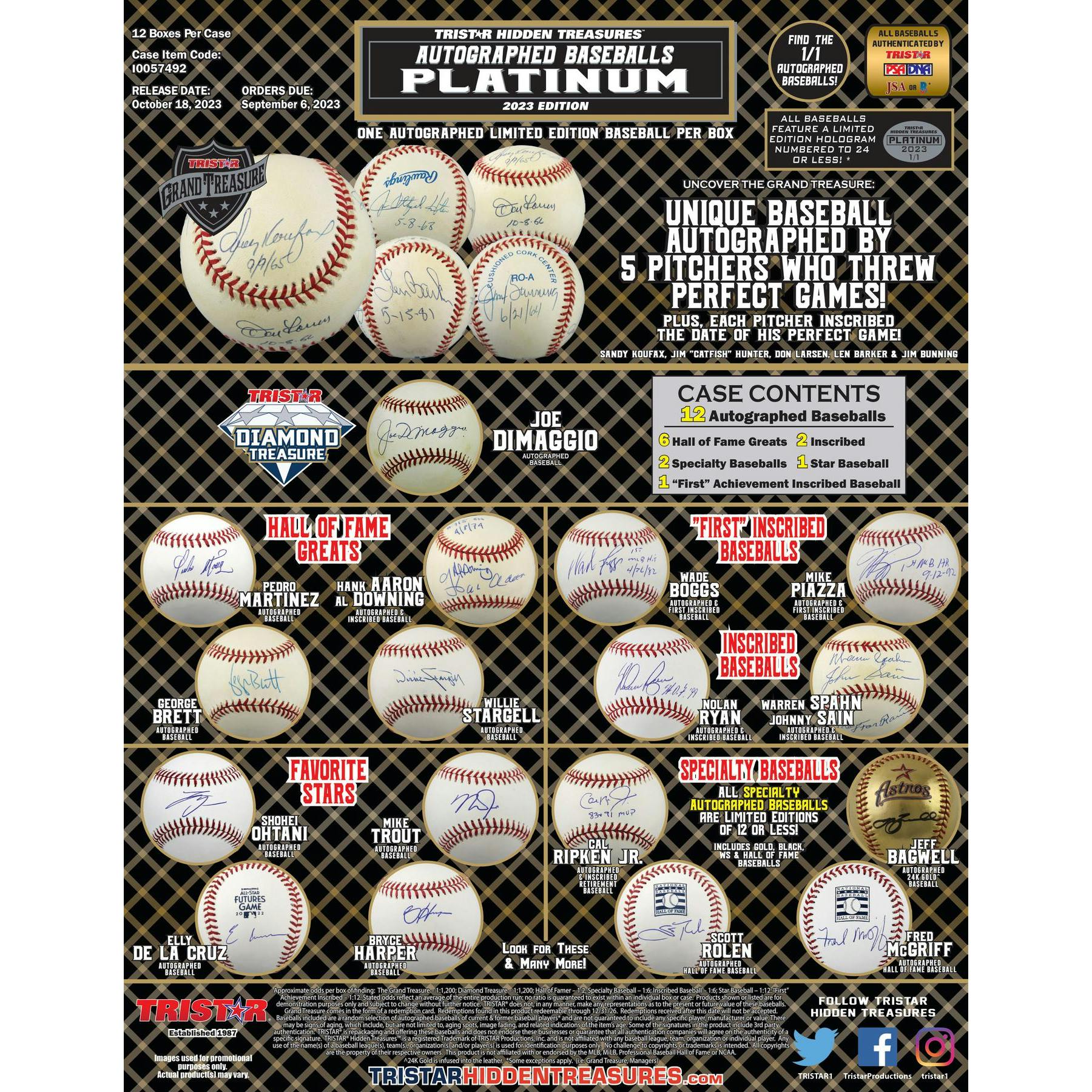 2023 TriStar Hidden Treasures Platinum Autographed Baseball Hobby Box (Reed Buy)