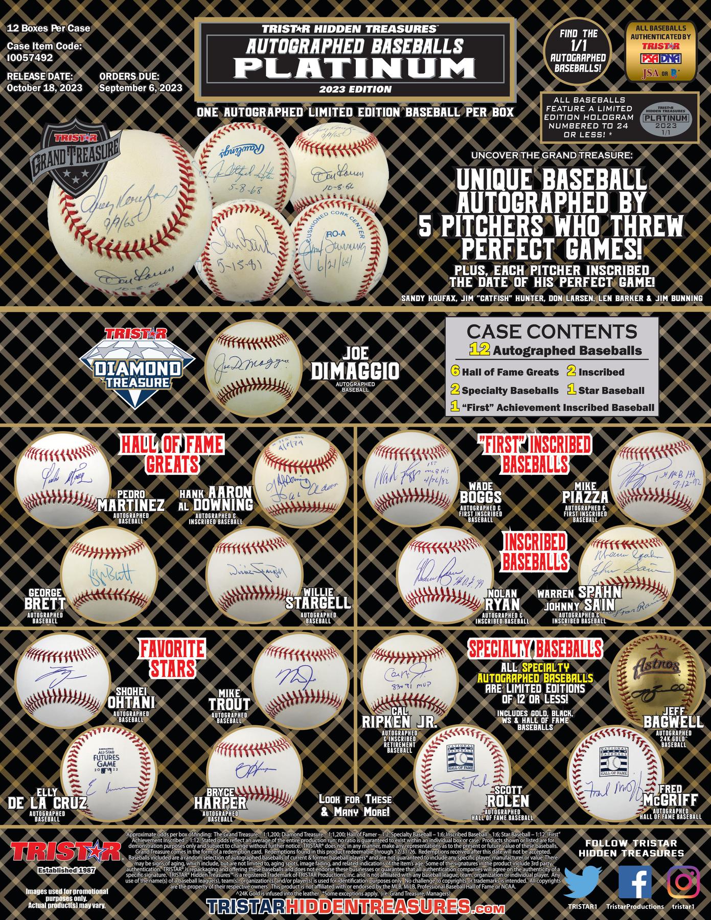 2023 TriStar Hidden Treasures Platinum Autographed Baseball Hobby Box (Reed Buy)