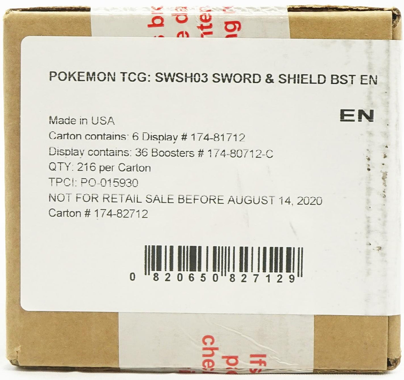 Pokemon Sword & Shield: Darkness Ablaze Booster 6-Box Case