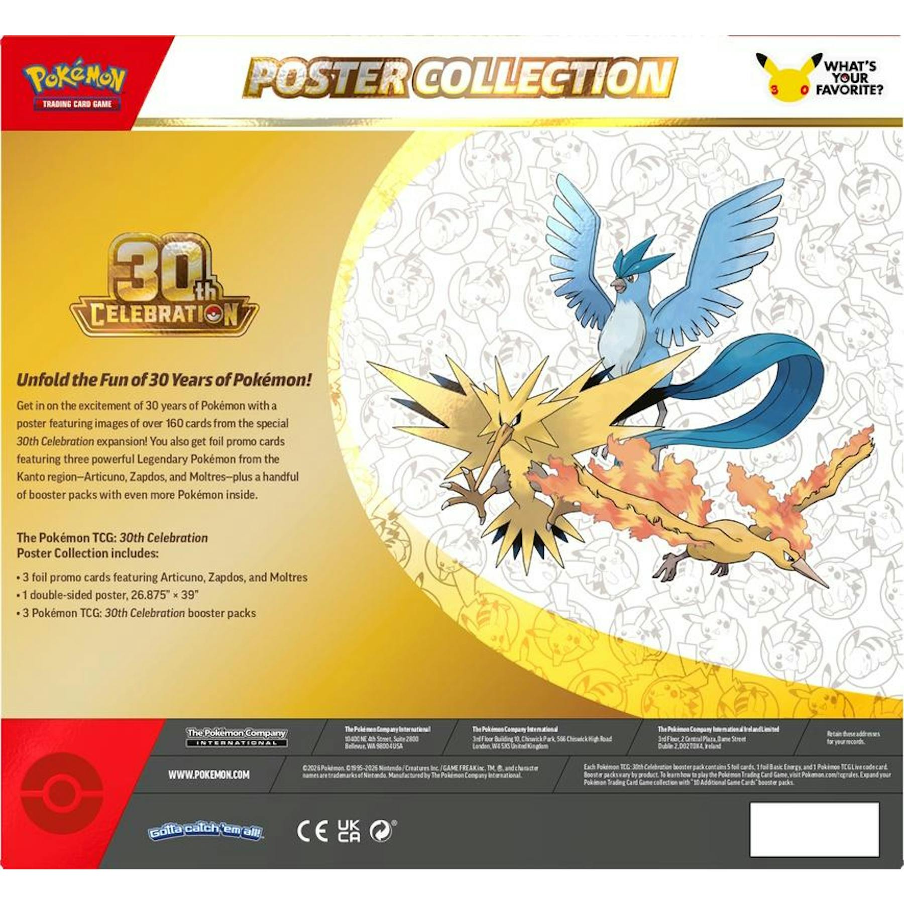 Pokemon 30th Celebration Poster Collection 6-Box Case (Presell)