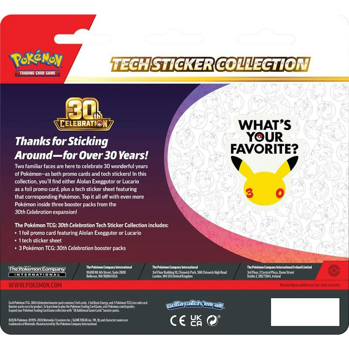 Pokemon 30th Celebration Tech Sticker Collection 12-Blister Case (Presell)