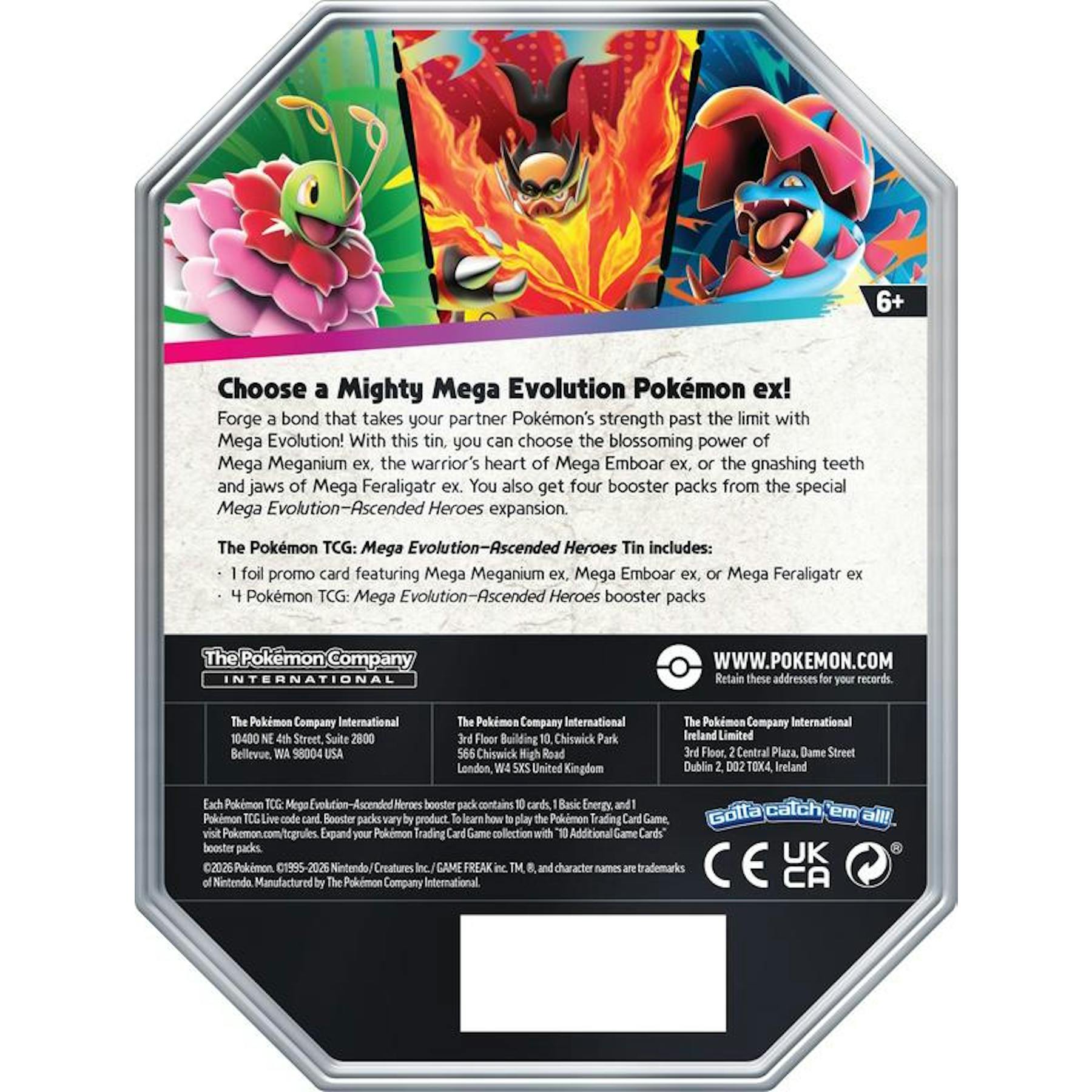 Pokemon Mega Evolution: Ascended Heroes 6-Tin Case