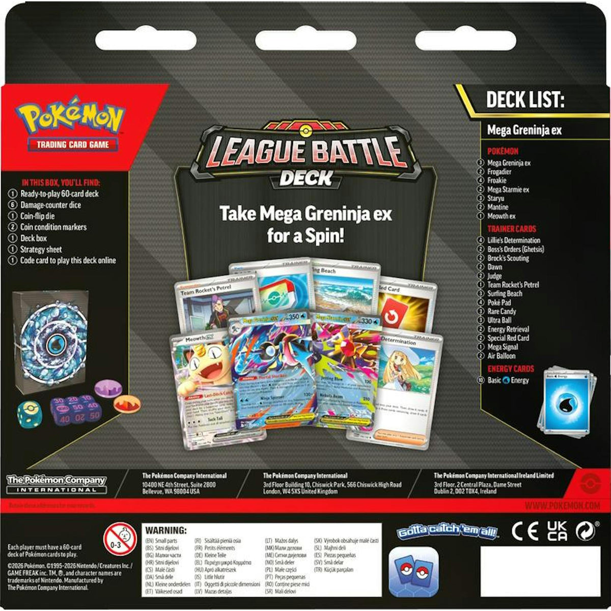 Pokemon Mega Greninja ex League Battle 6-Deck Case (Presell)