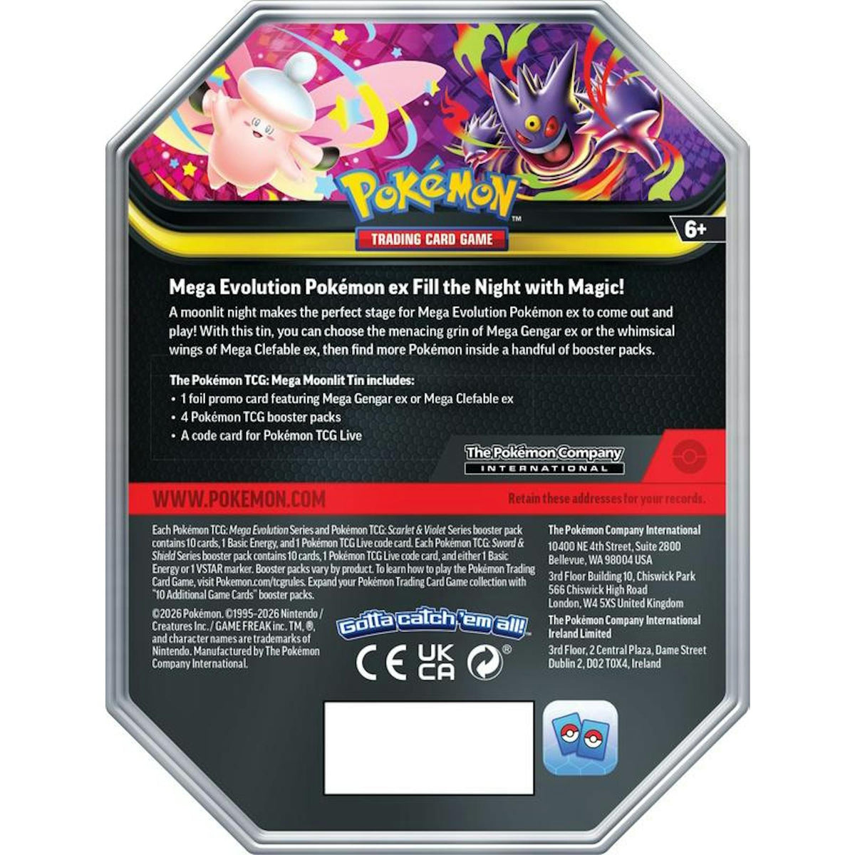 Pokemon Mega Moonlit 6-Tin Case