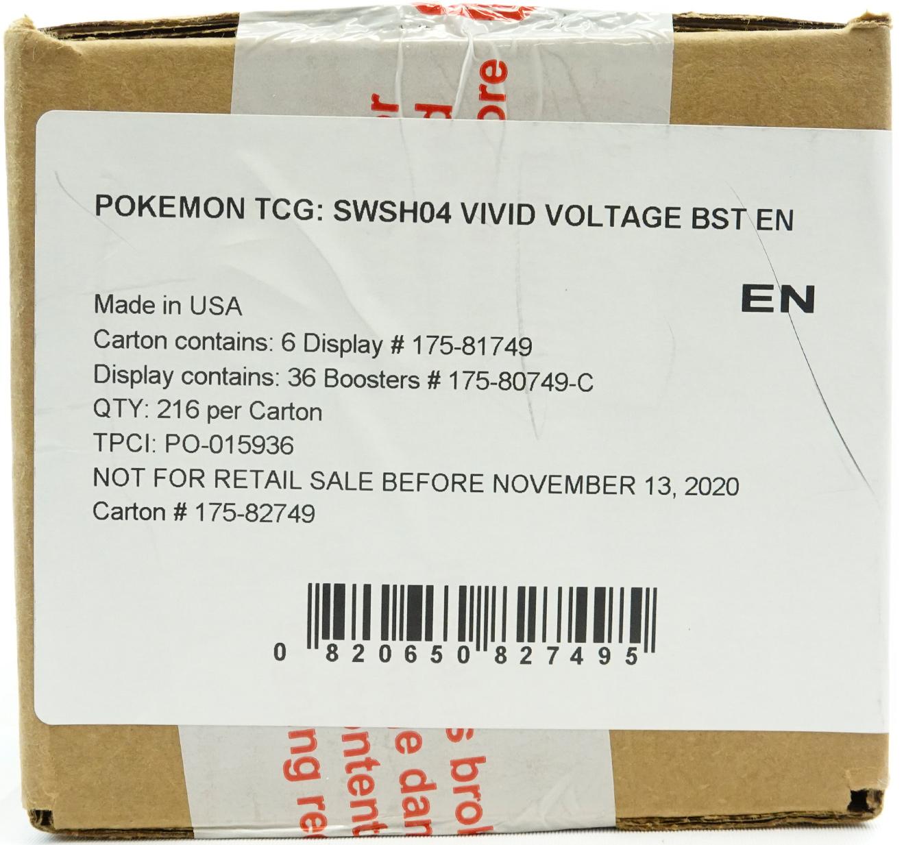 Pokemon Sword & Shield: Vivid Voltage Booster 6-Box Case