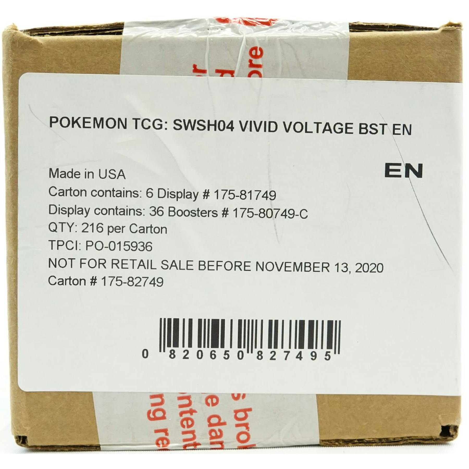 Pokemon Sword & Shield: Vivid Voltage Booster 6-Box Case