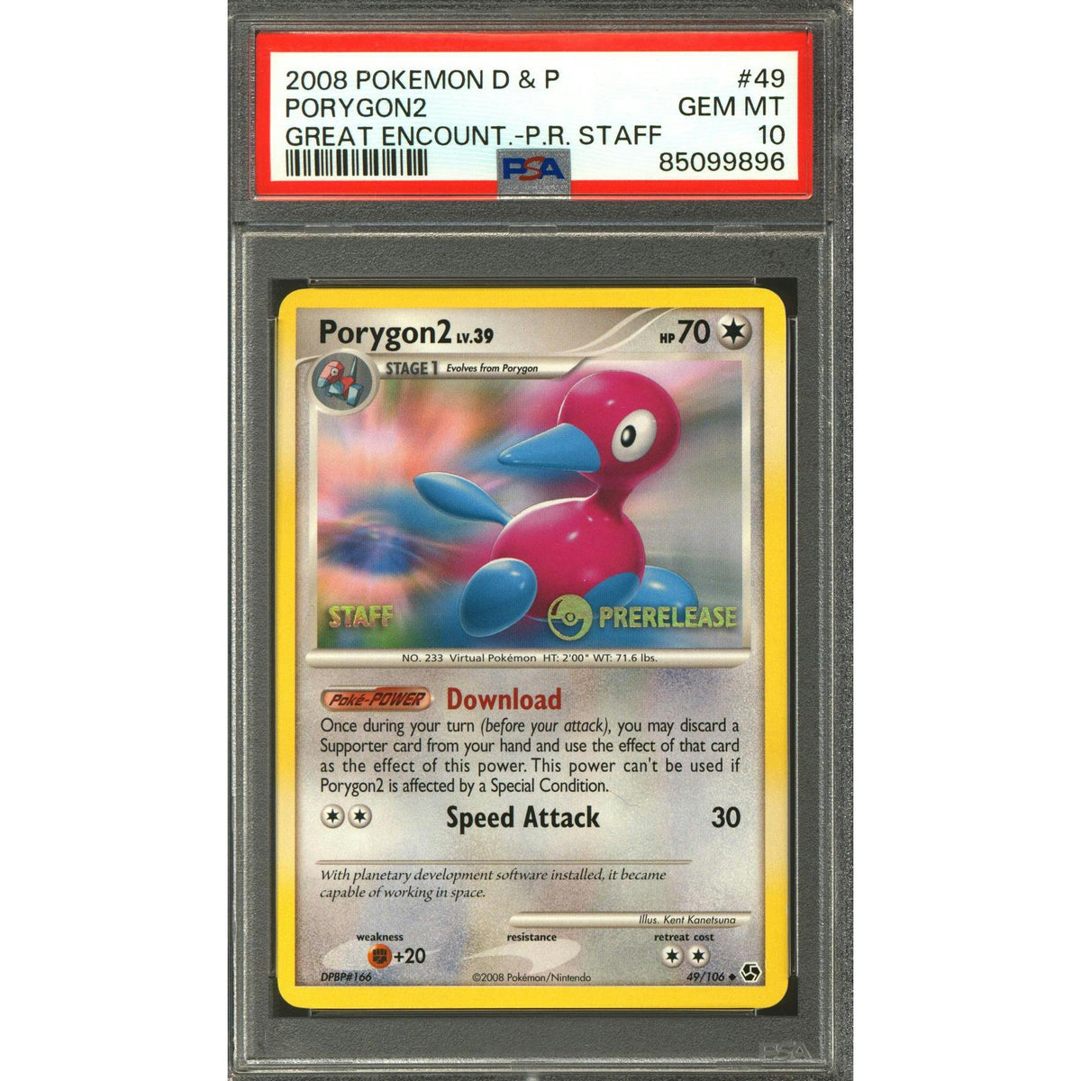 Pokemon Great Encounter Staff Prerelease Porygon2 49/106 PSA 10 GEM MINT *869 POP 7