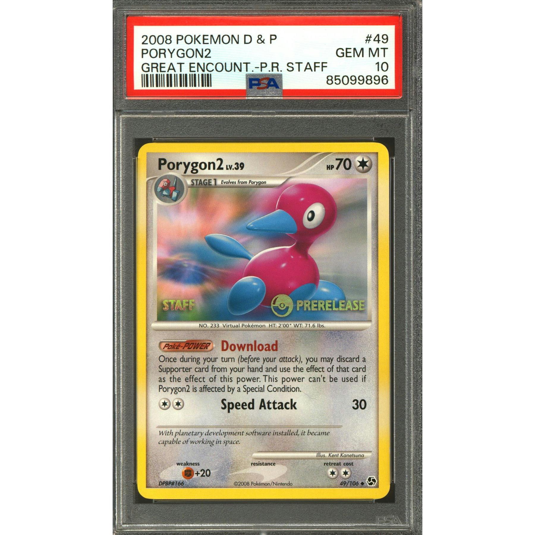 Pokemon Great Encounter Staff Prerelease Porygon2 49/106 PSA 10 GEM MINT *869 POP 7