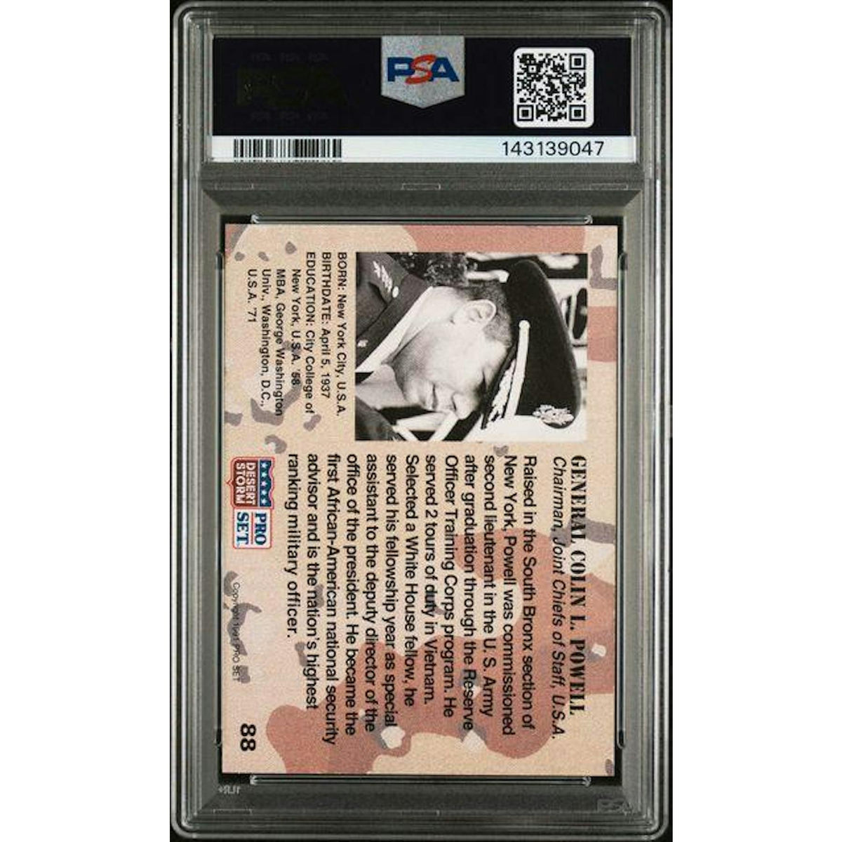 Pro Set Desert Storm 1991 General Colin Powell 88 Rookie Card PSA 9