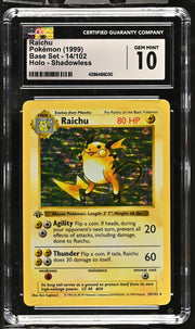 Pokemon Base Set 1st Edition Shadowless Raichu 14/102 CGC 10 GEM MINT