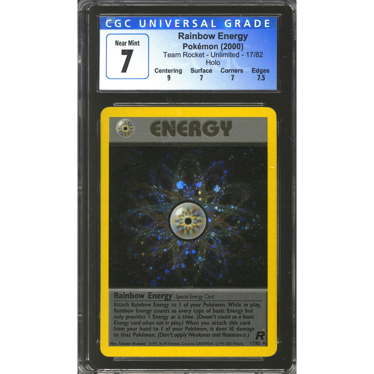 Pokemon Team Rocket Rainbow Energy 17/82 CGC 7 subs