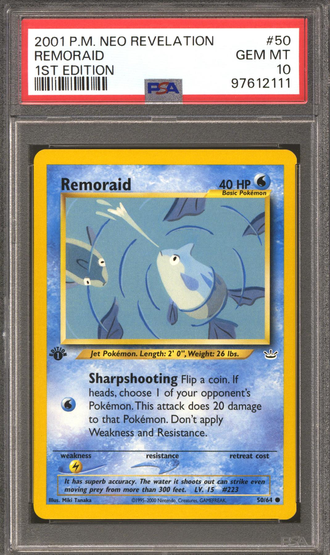 Pokemon Neo Revelation 1st Edition Remoraid 50/64 PSA 10 GEM MINT