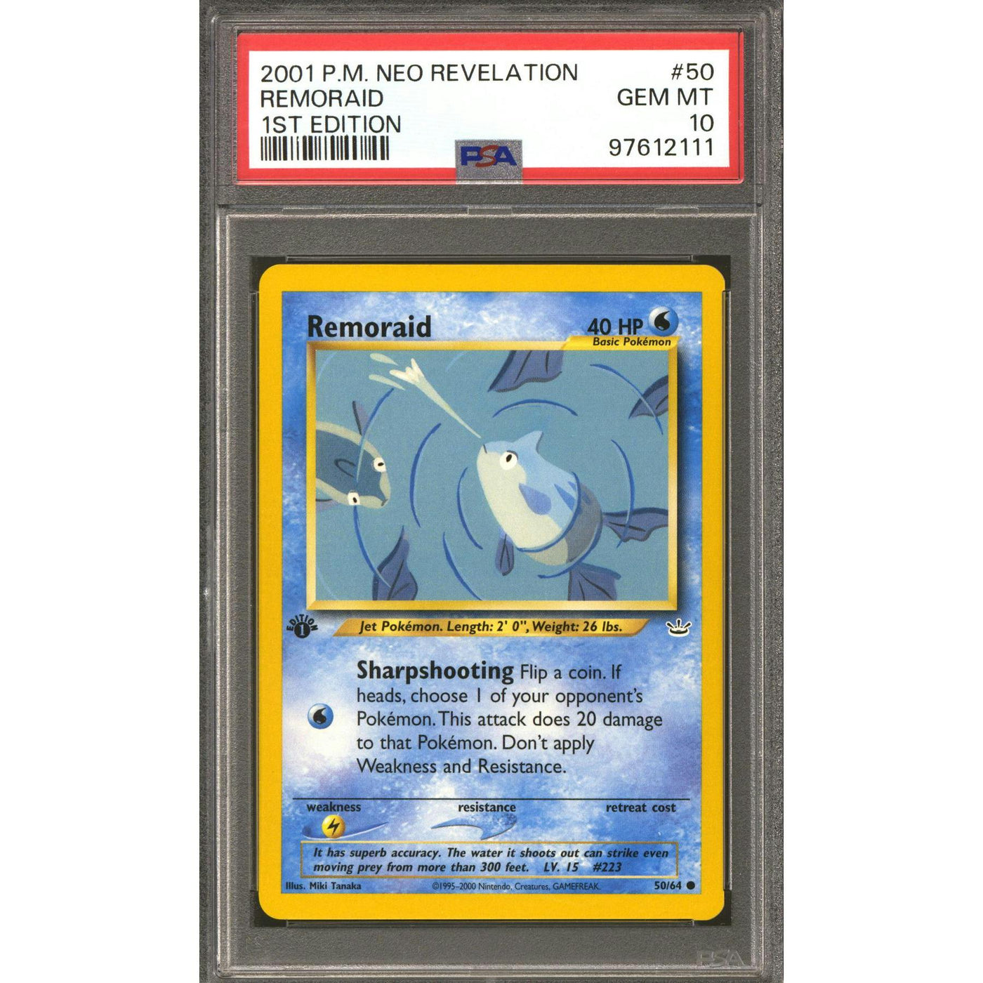 Pokemon Neo Revelation 1st Edition Remoraid 50/64 PSA 10 GEM MINT