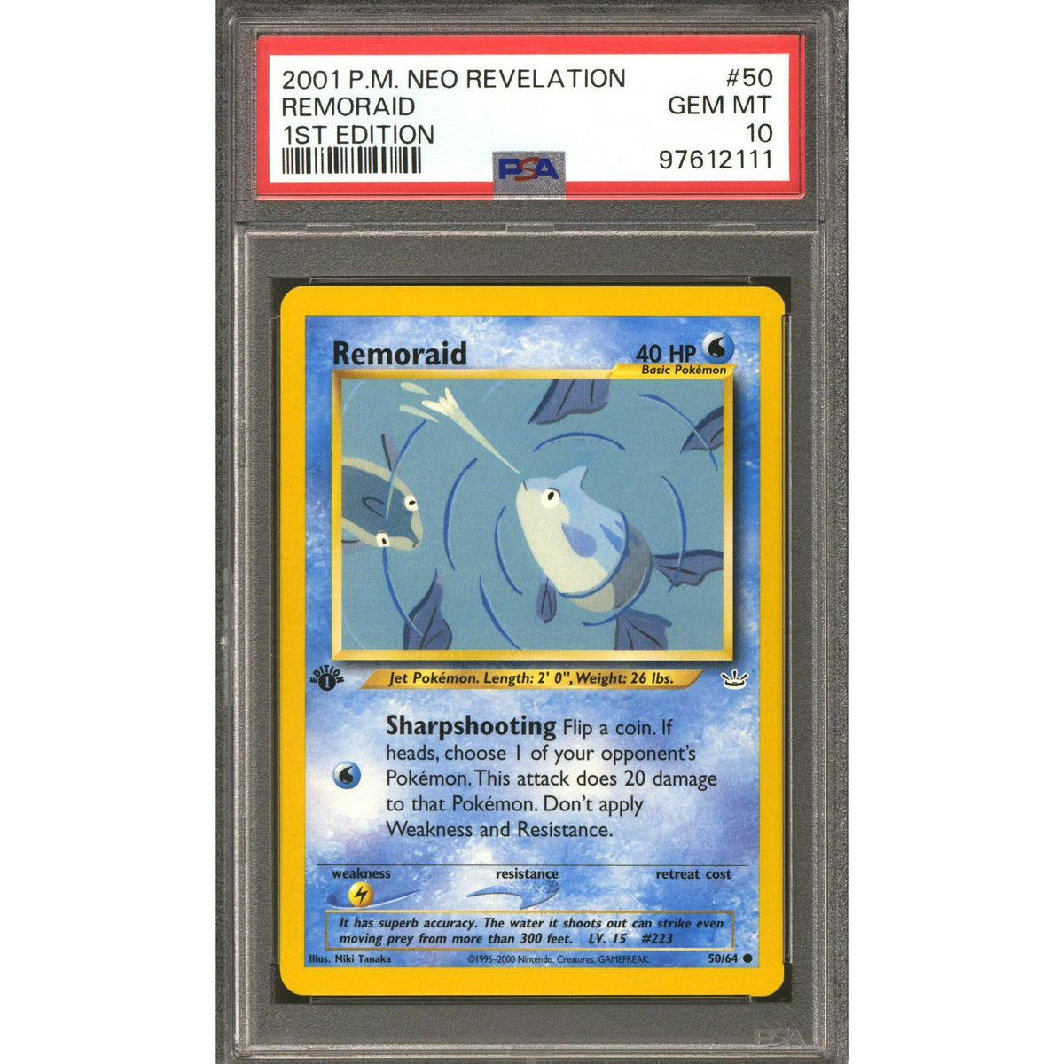 Pokemon Neo Revelation 1st Edition Remoraid 50/64 PSA 10 GEM MINT