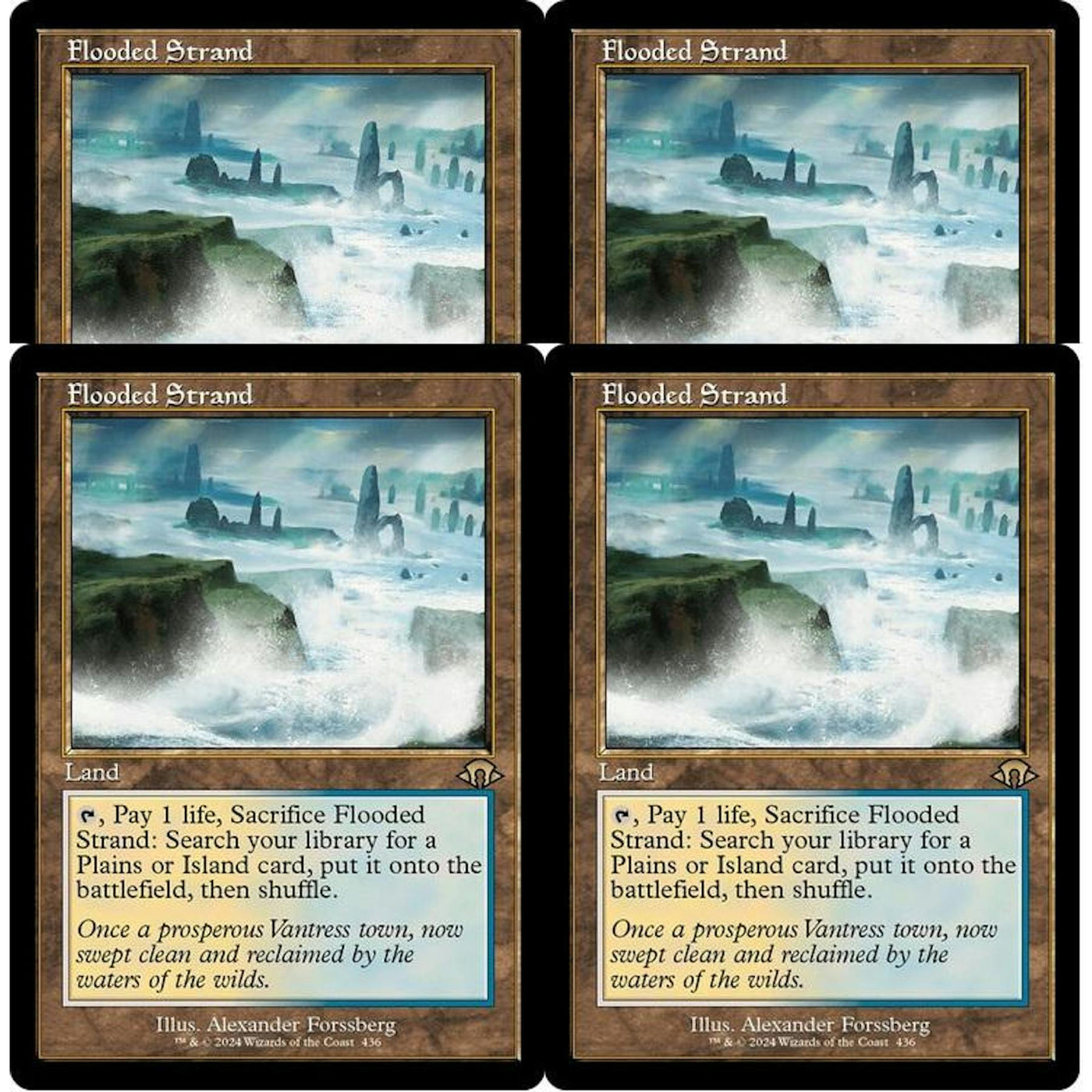 Magic the Gathering Modern Horizons 3 PLAYSET Retro Frame 4x Flooded Strand x4 NEAR MINT NM