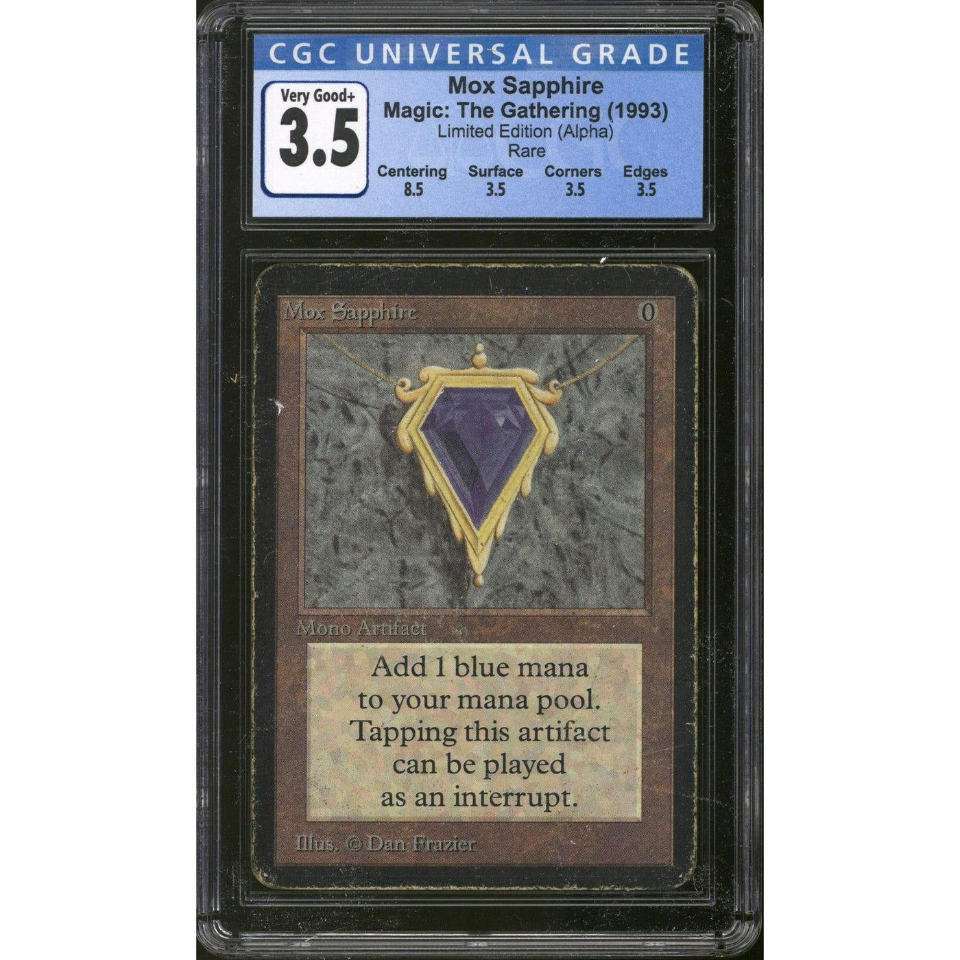 Magic the Gathering Alpha Mox Sapphire CGC 3.5 Pedigree HEAVILY PLAYED HP