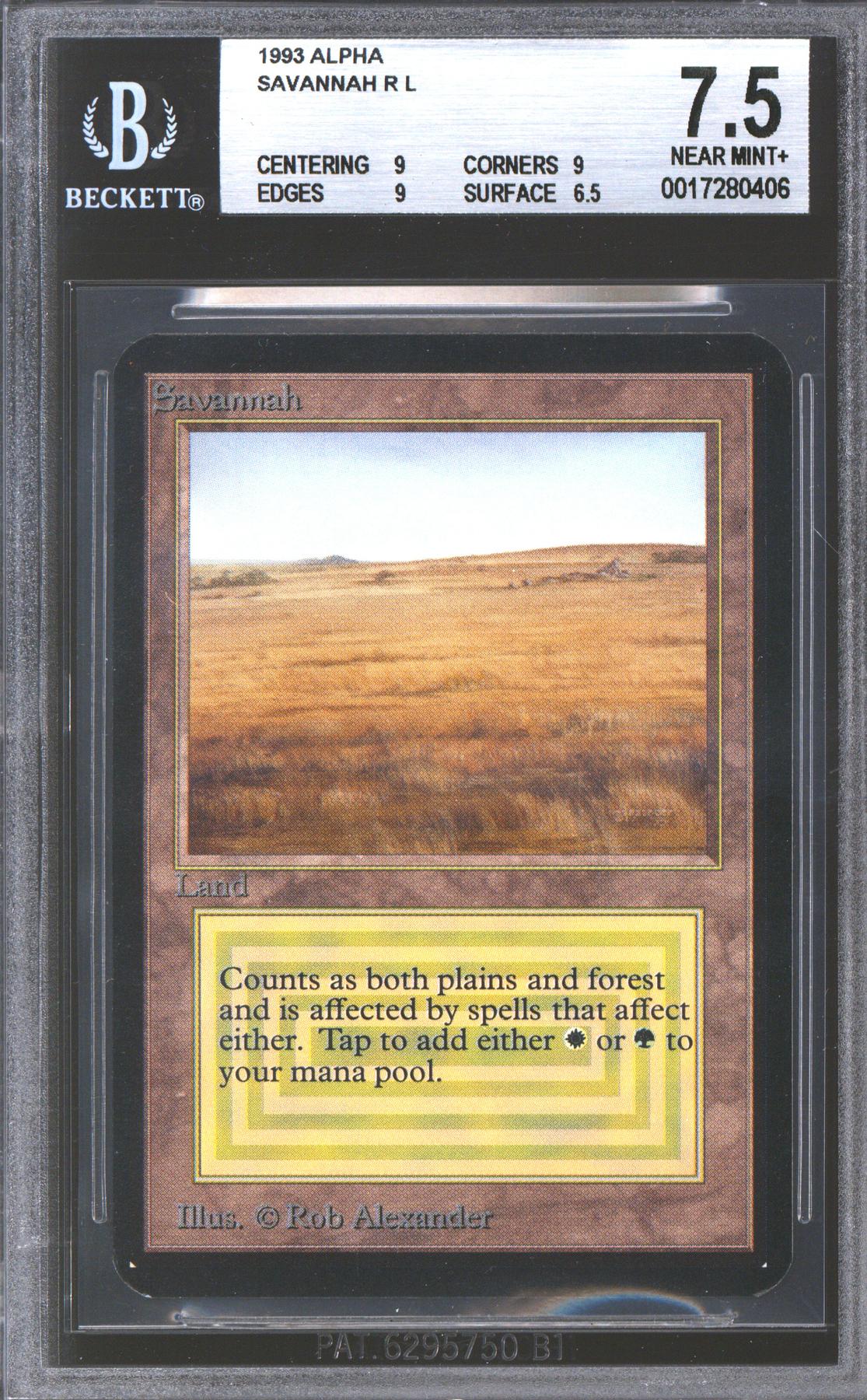 Magic the Gathering Alpha Savannah BGS 7.5 (9, 9, 9, 6.5) NEAR MINT NM