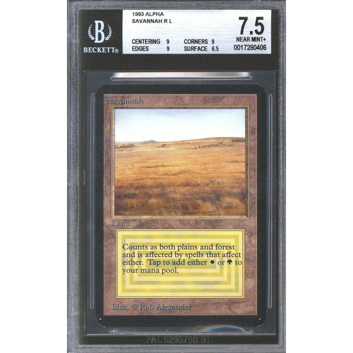 Magic the Gathering Alpha Savannah BGS 7.5 (9, 9, 9, 6.5) NEAR MINT NM