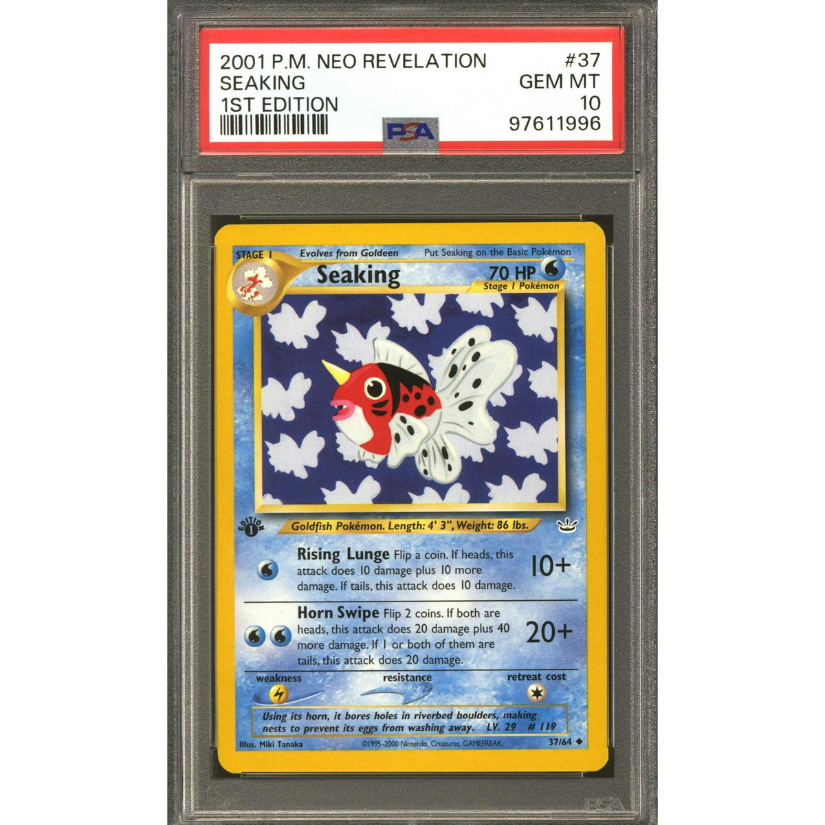 Pokemon Neo Revelation 1st Edition Seaking 37/64 PSA 10 GEM MINT