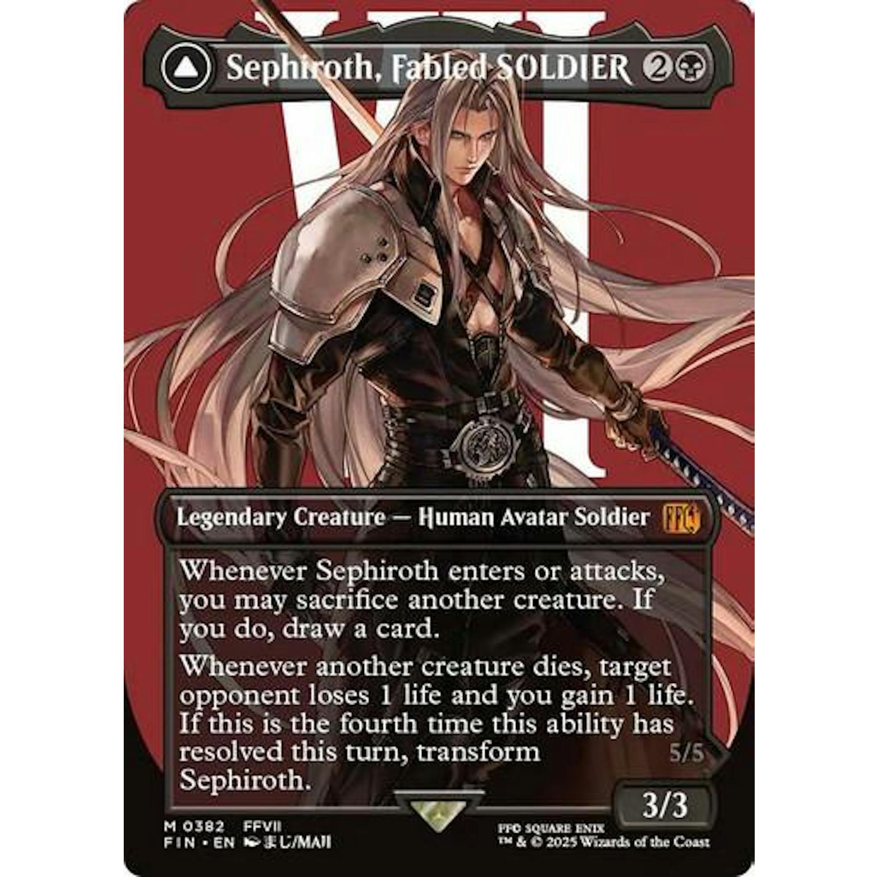 Magic the Gathering Final Fantasy Sephiroth, Fabled SOLDIER Borderless 382 NEAR MINT NM
