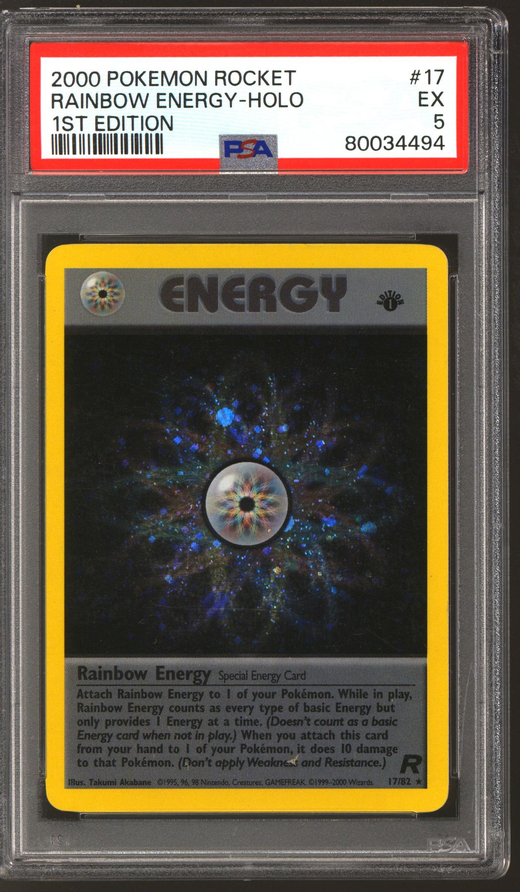 Pokemon Team Rocket 1st Edition Rainbow Energy 17/82 PSA 5