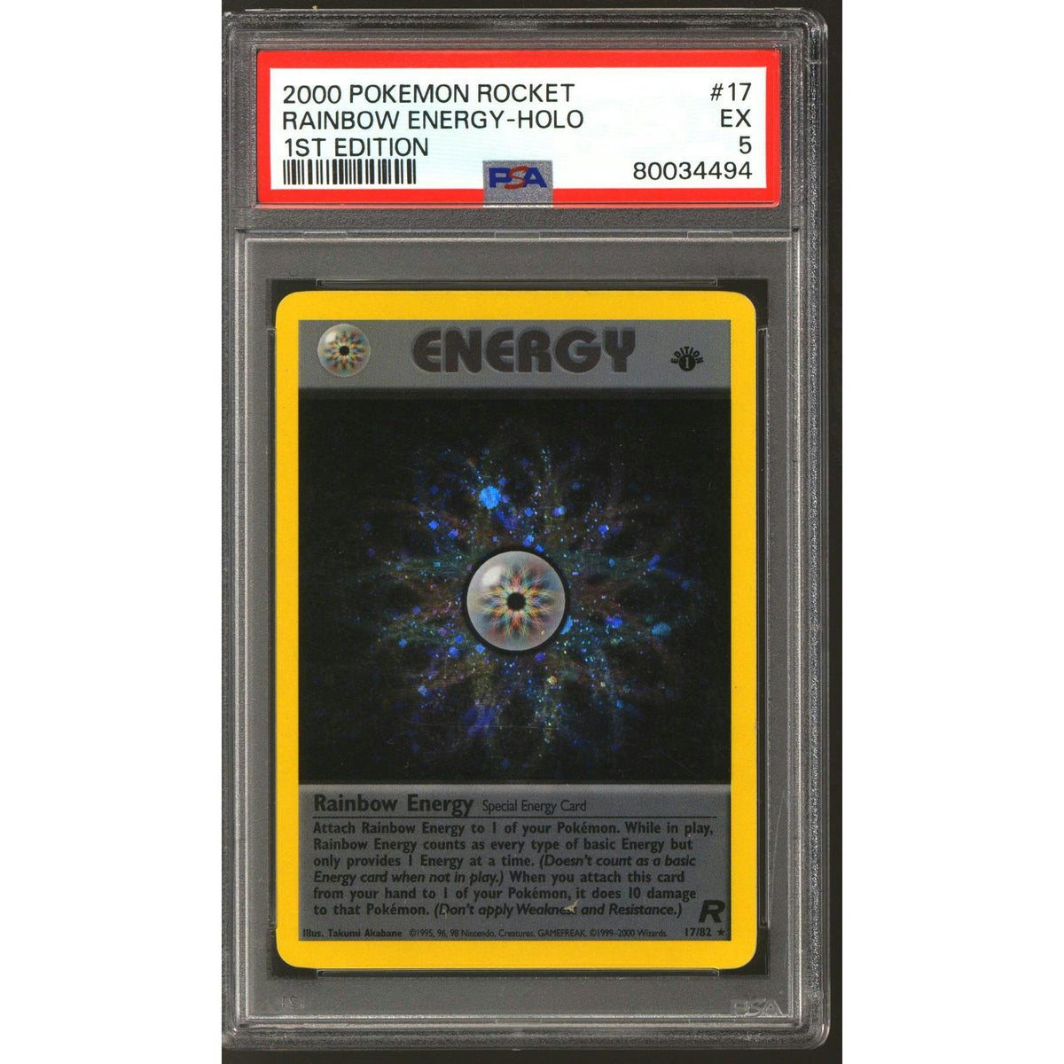 Pokemon Team Rocket 1st Edition Rainbow Energy 17/82 PSA 5