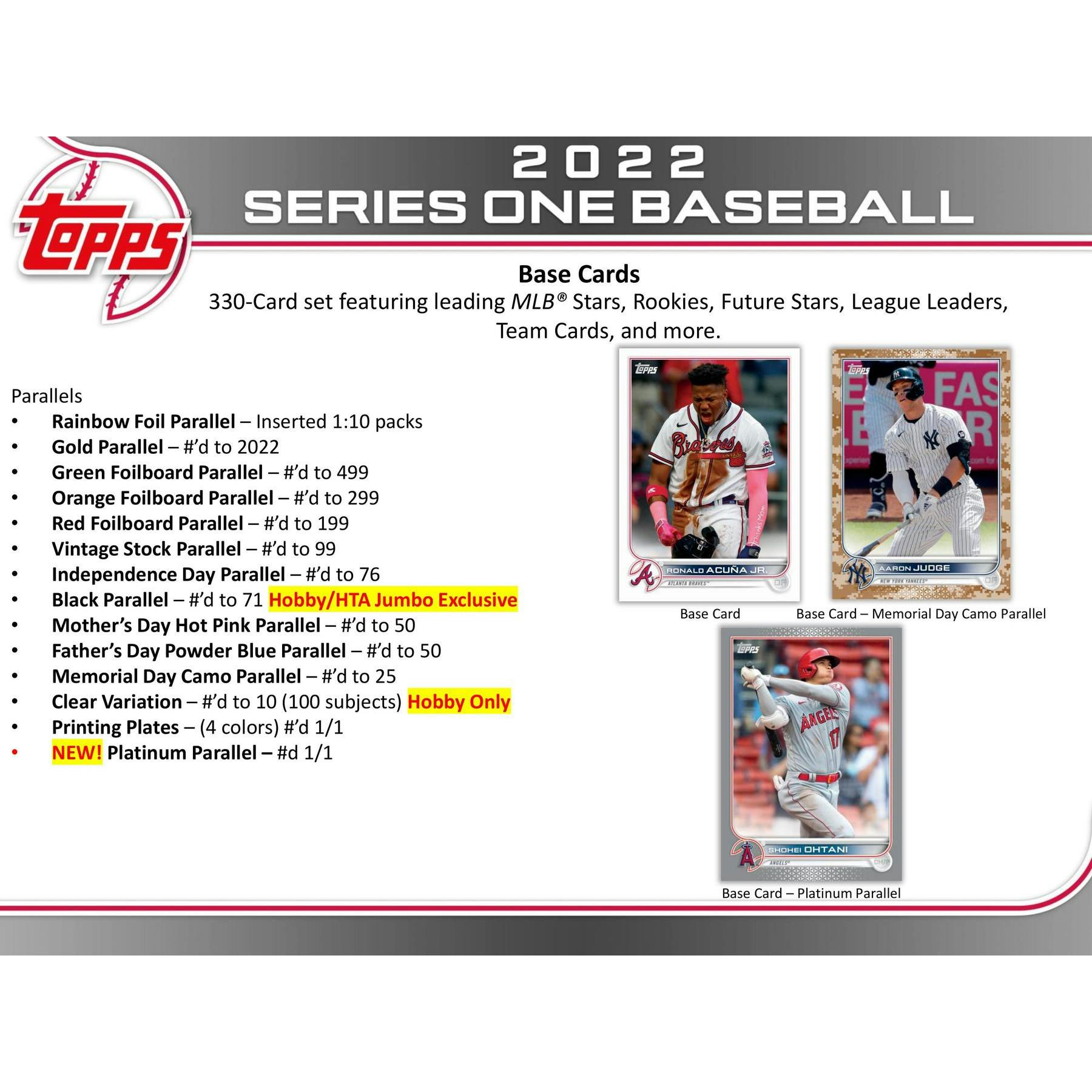 2022 Topps Series 1 Baseball Hobby Box (Reed Buy)