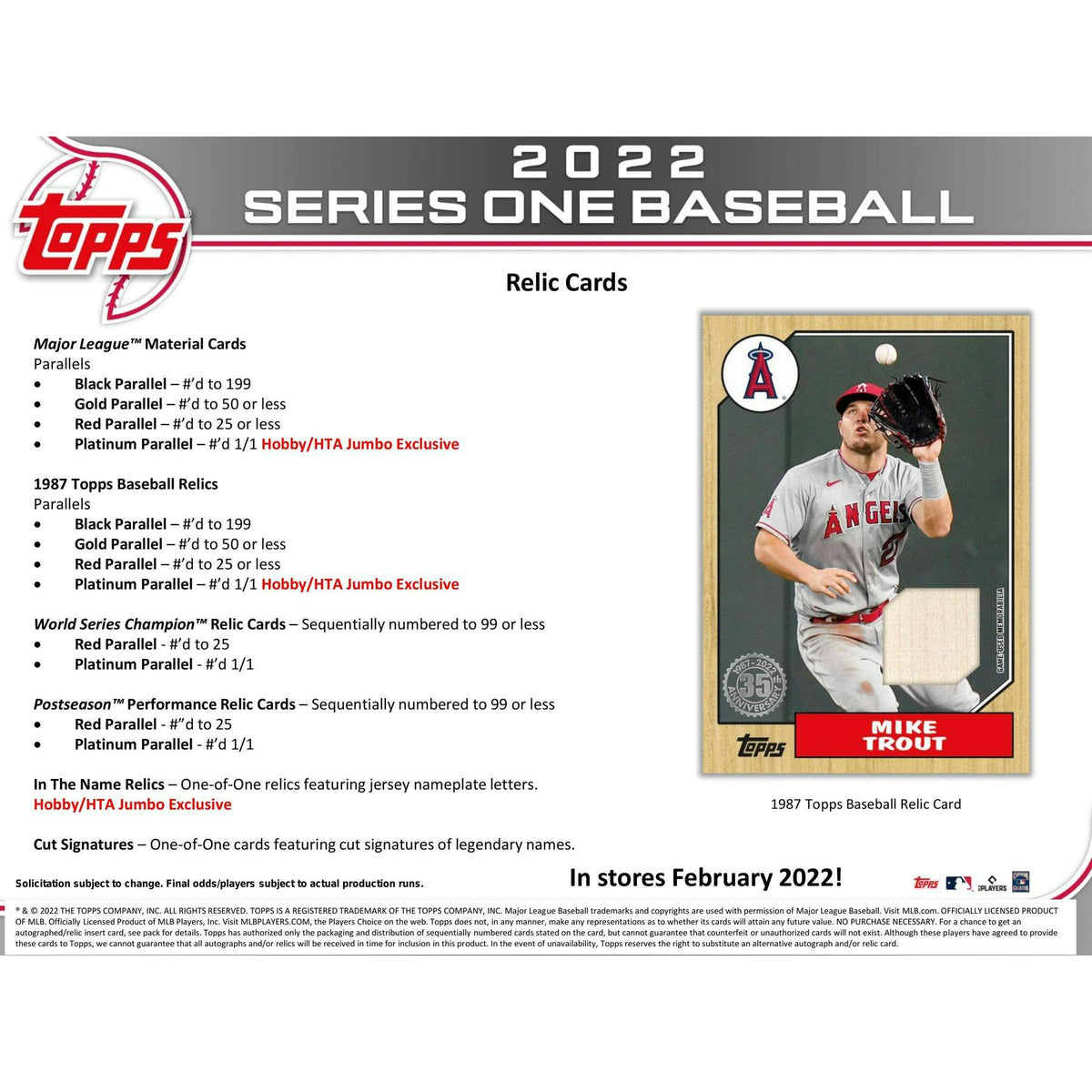 2022 Topps Series 1 Baseball Hobby Box (Reed Buy)