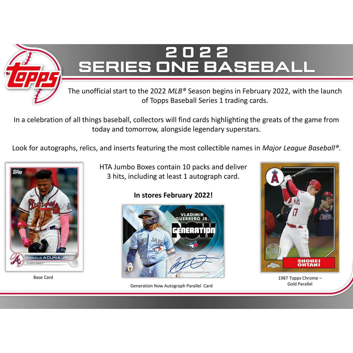 2022 Topps Series 1 Baseball Hobby Jumbo 6-Box Case