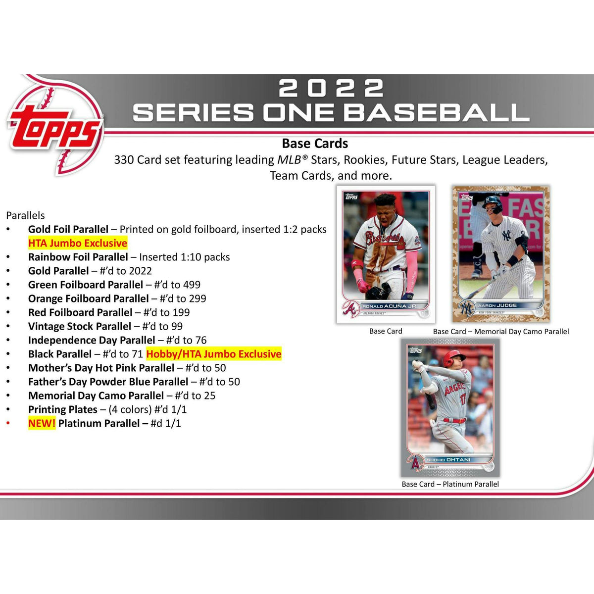 2022 Topps Series 1 Baseball Hobby Jumbo 6-Box Case