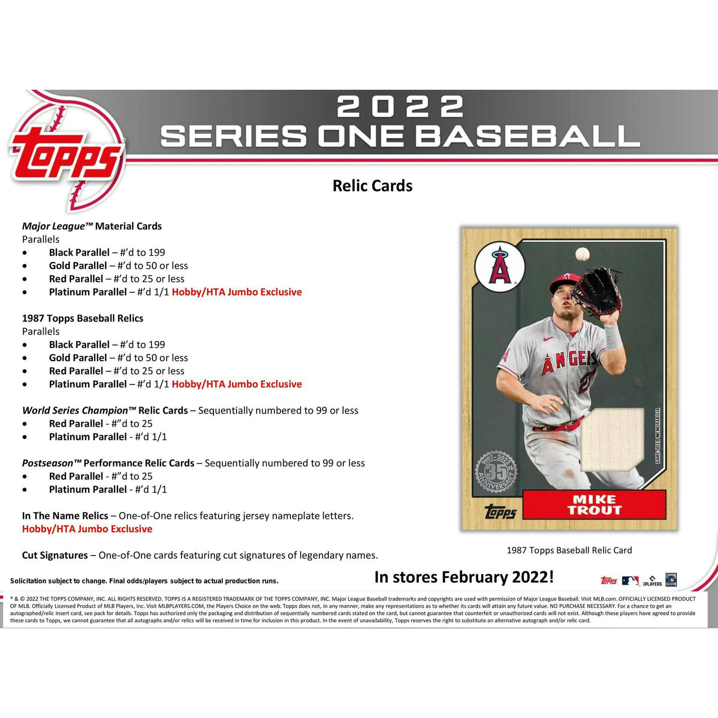 2022 Topps Series 1 Baseball Hobby Jumbo 6-Box Case