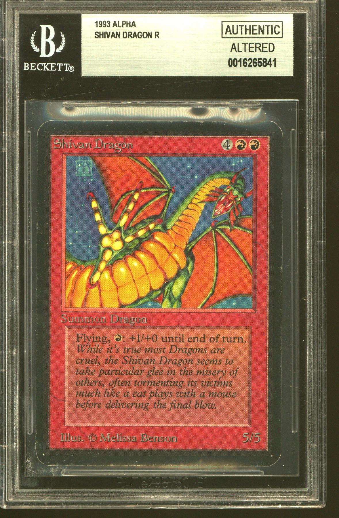 Magic the Gathering Alpha Shivan Dragon BGS AA Authentic Altered - Trimmed