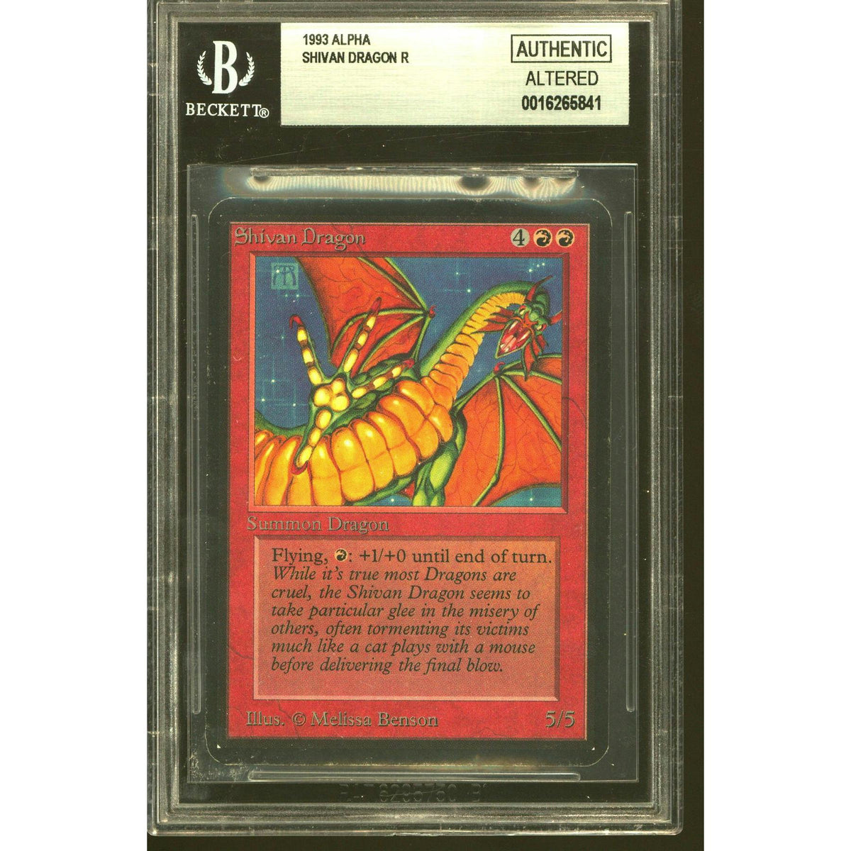 Magic the Gathering Alpha Shivan Dragon BGS AA Authentic Altered - Trimmed