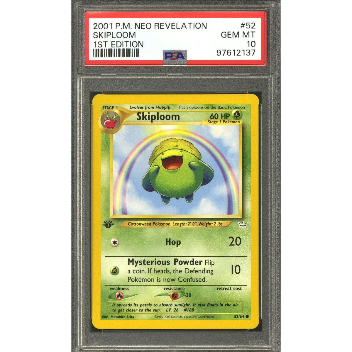 Pokemon Neo Revelation 1st Edition Skiploom 52/64 PSA 10 GEM MINT
