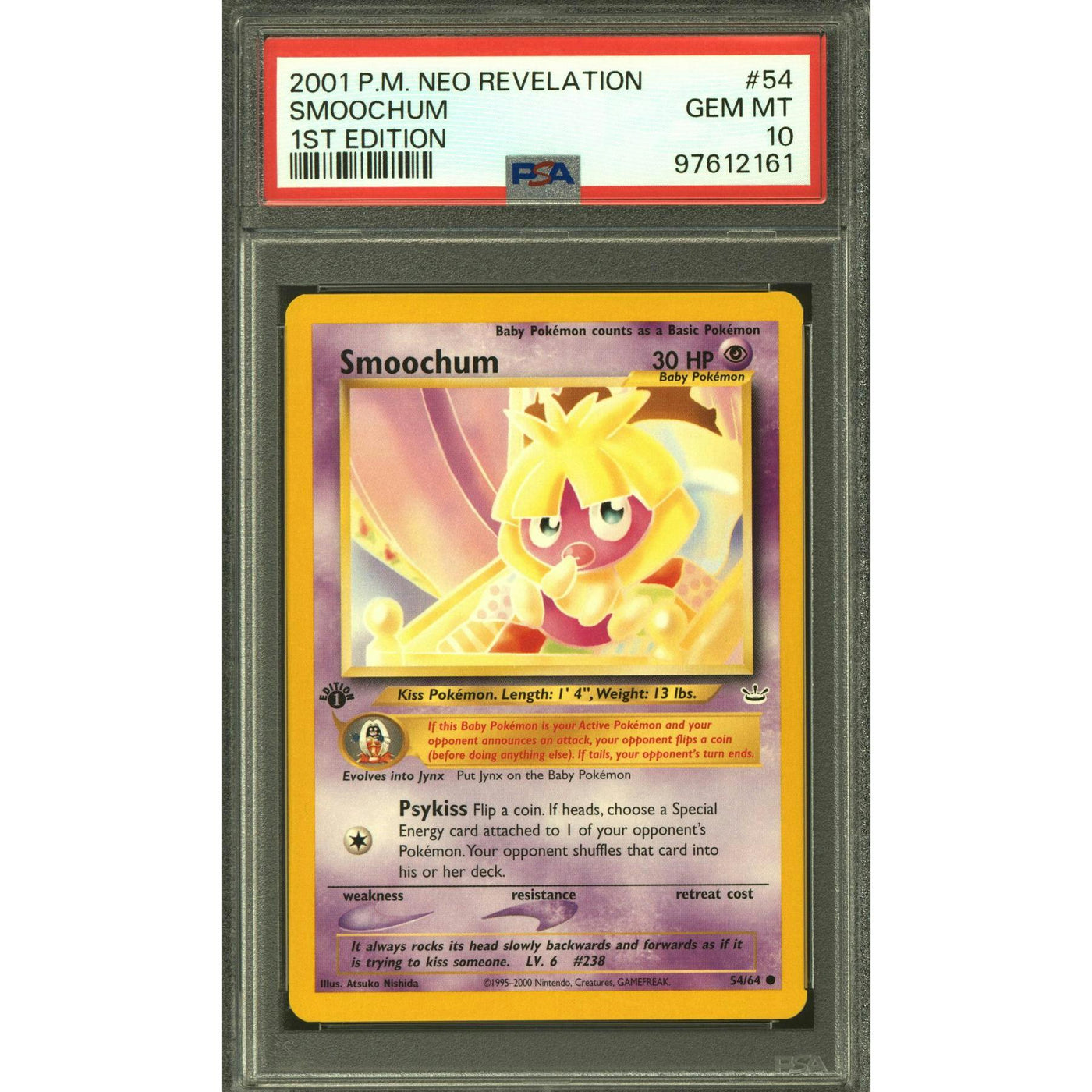 Pokemon Neo Revelation 1st Edition Smoochum 54/64 PSA 10 GEM MINT