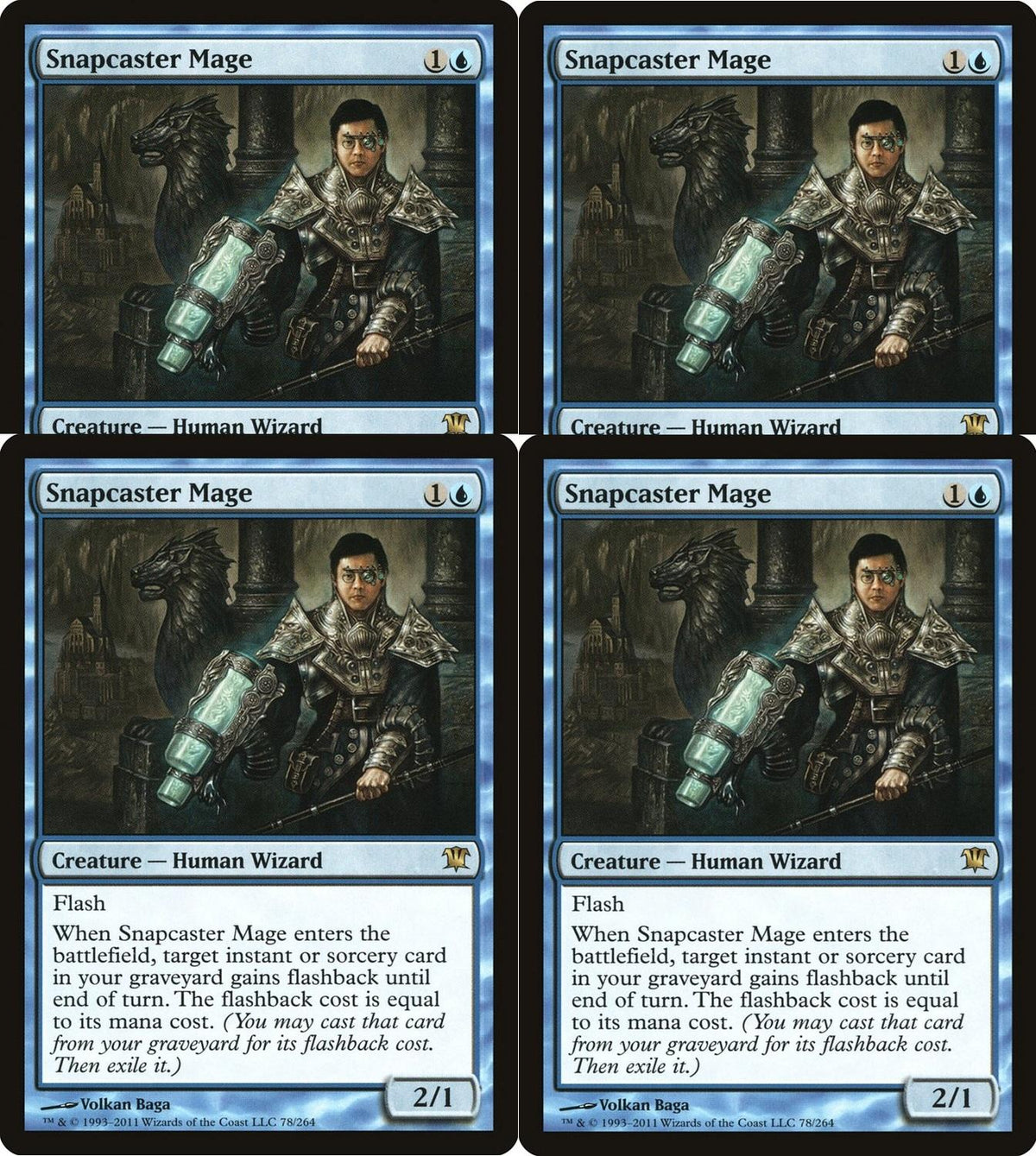 Magic the Gathering Innistrad PLAYSET 4x Snapcaster Mage x4 LIGHTLY PLAYED LP