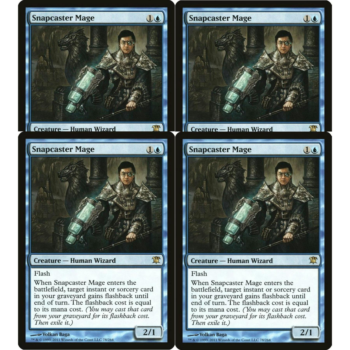 Magic the Gathering Innistrad PLAYSET 4x Snapcaster Mage x4 LIGHTLY PLAYED LP