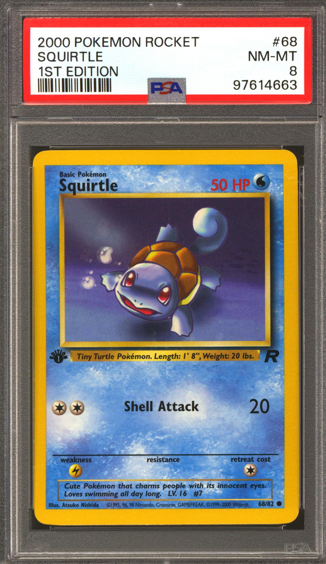 Pokemon Team Rocket 1st Edition Squirtle 68/82 PSA 8