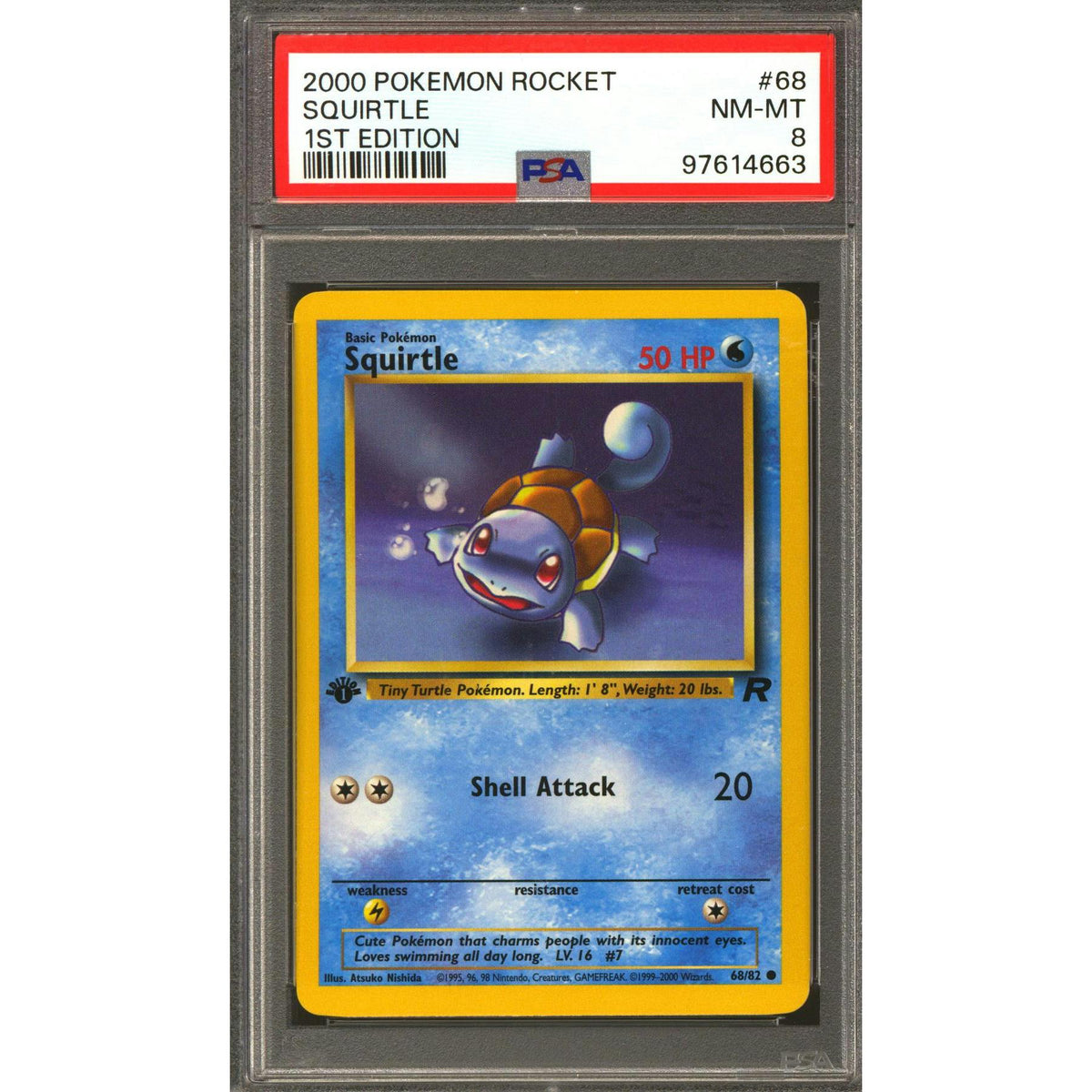 Pokemon Team Rocket 1st Edition Squirtle 68/82 PSA 8