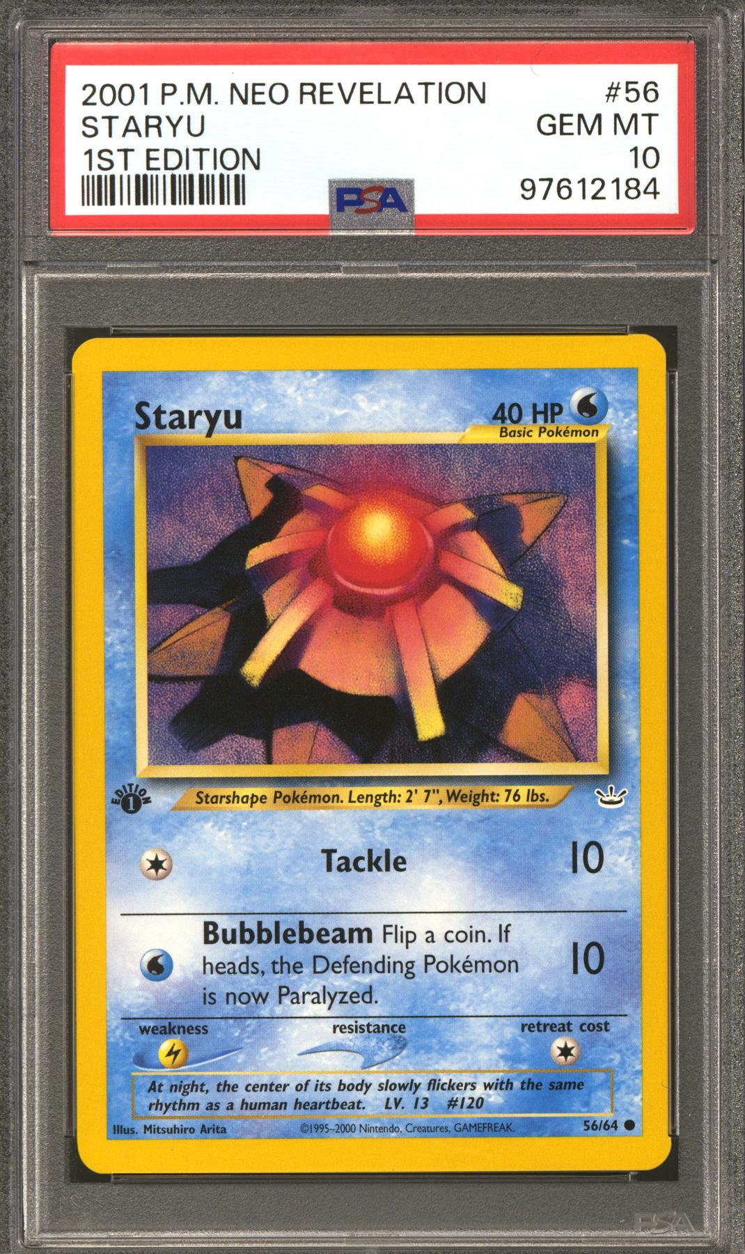 Pokemon Neo Revelation 1st Edition Staryu 56/64 PSA 10 GEM MINT