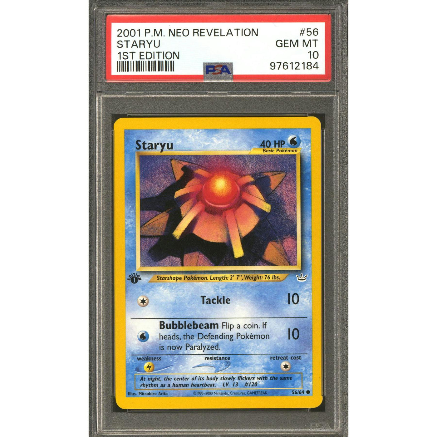 Pokemon Neo Revelation 1st Edition Staryu 56/64 PSA 10 GEM MINT