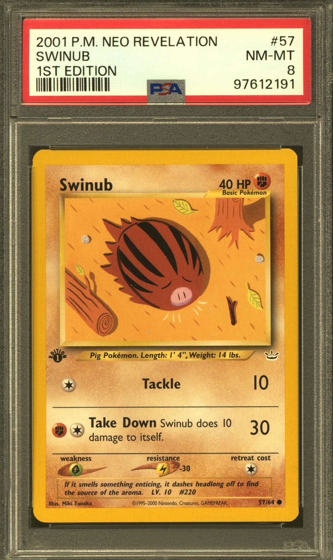 Pokemon Neo Revelation 1st Edition Swinub 57/64 PSA 8
