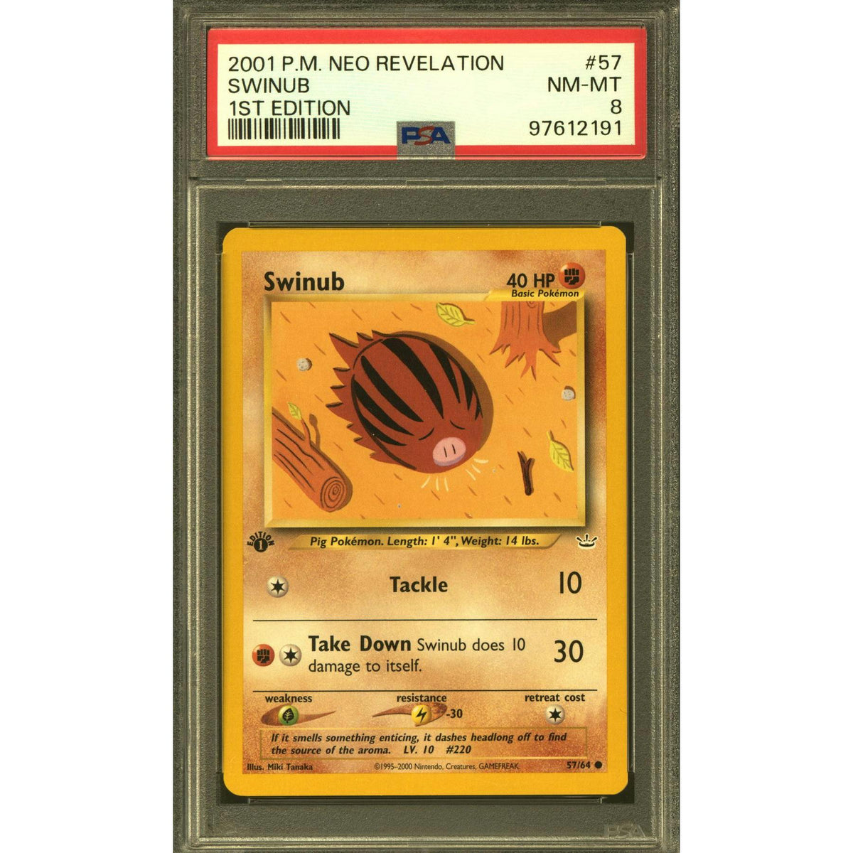 Pokemon Neo Revelation 1st Edition Swinub 57/64 PSA 8