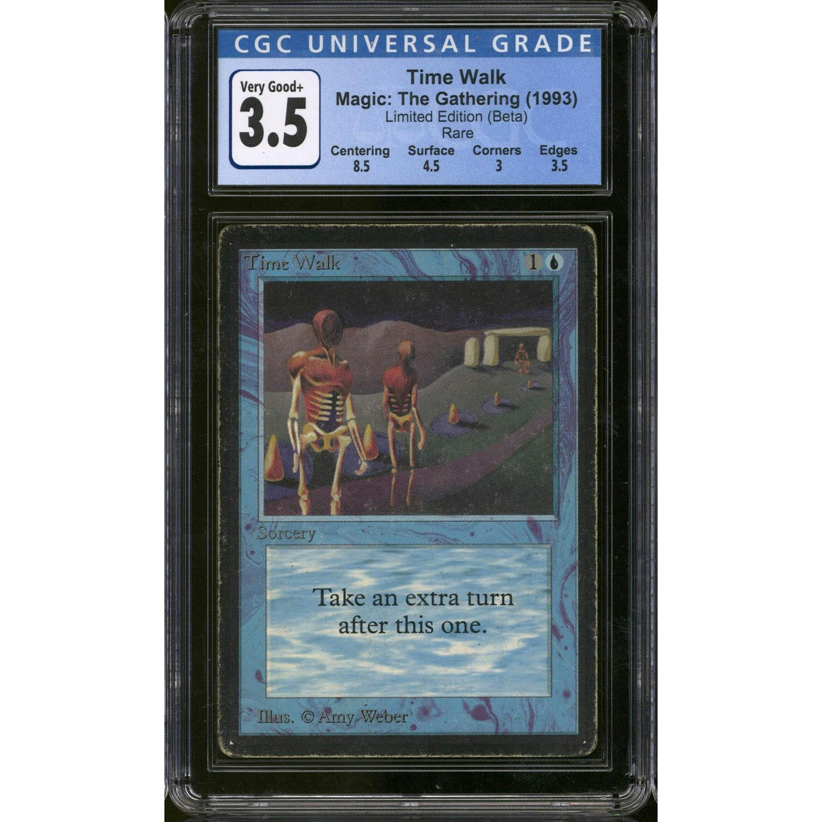 Magic the Gathering Beta Time Walk CGC 3.5 Pedigree MODERATELY HEAVILY PLAYED MP HP